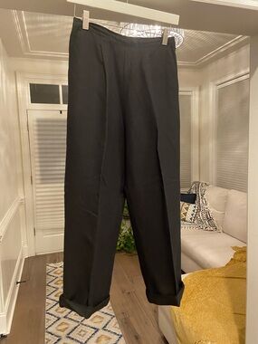 Women’s Black Linen Wide-Leg Capris - Sleek Everyday Trousers